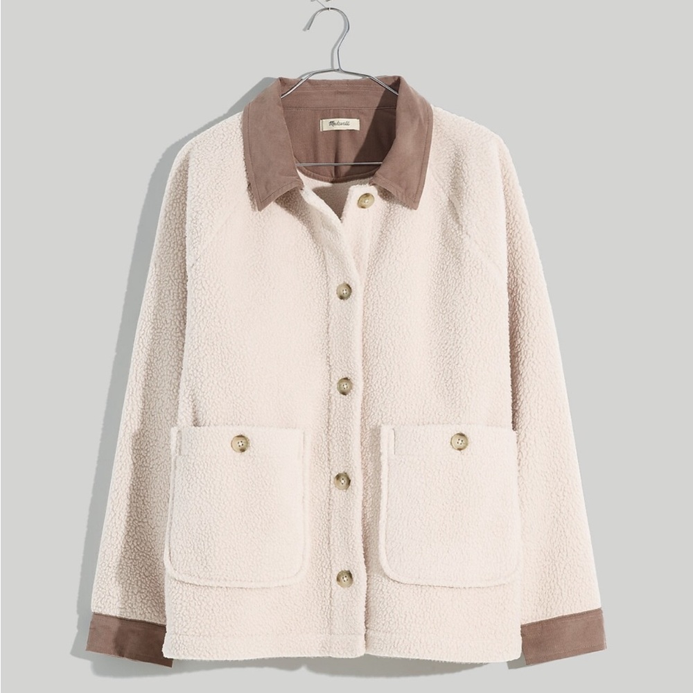 NWOT Madewell Corduroy-Trimmed (Re)sourced Sherpa Coat Size Small